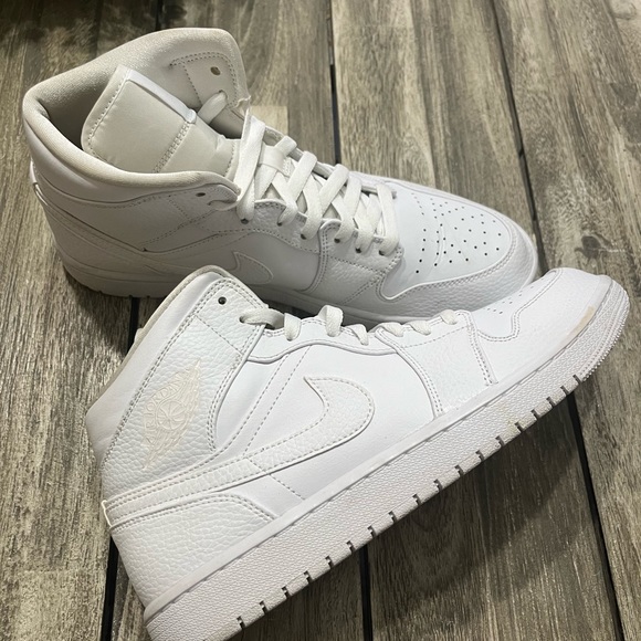 Jordan Other - Jordan 1 mid triple white 2.0 sneaker shoe